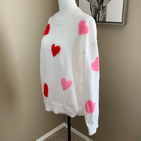 NWOT SHEIN Heart Pattern Pullover Knit Sweater - Picture 4 of 10